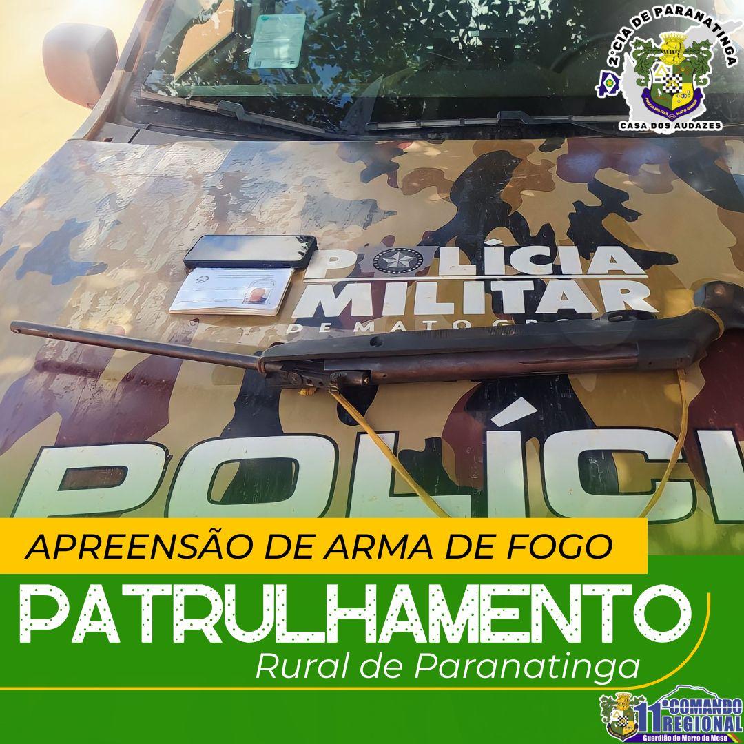 Patrulha Rural da PM apreende arma de Fogo após denúncia em Paranatinga