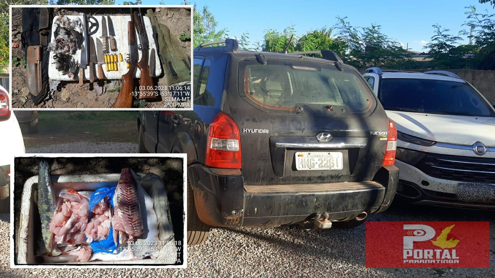 Sete são presos com pescado, armas e Tucson roubada no Rio Culuene em Paranatinga